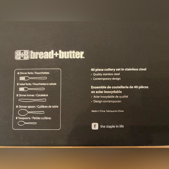 NEW Bread + Butter 40 Piece Stainless Steel Cutlery Set - Picture 3 of 4